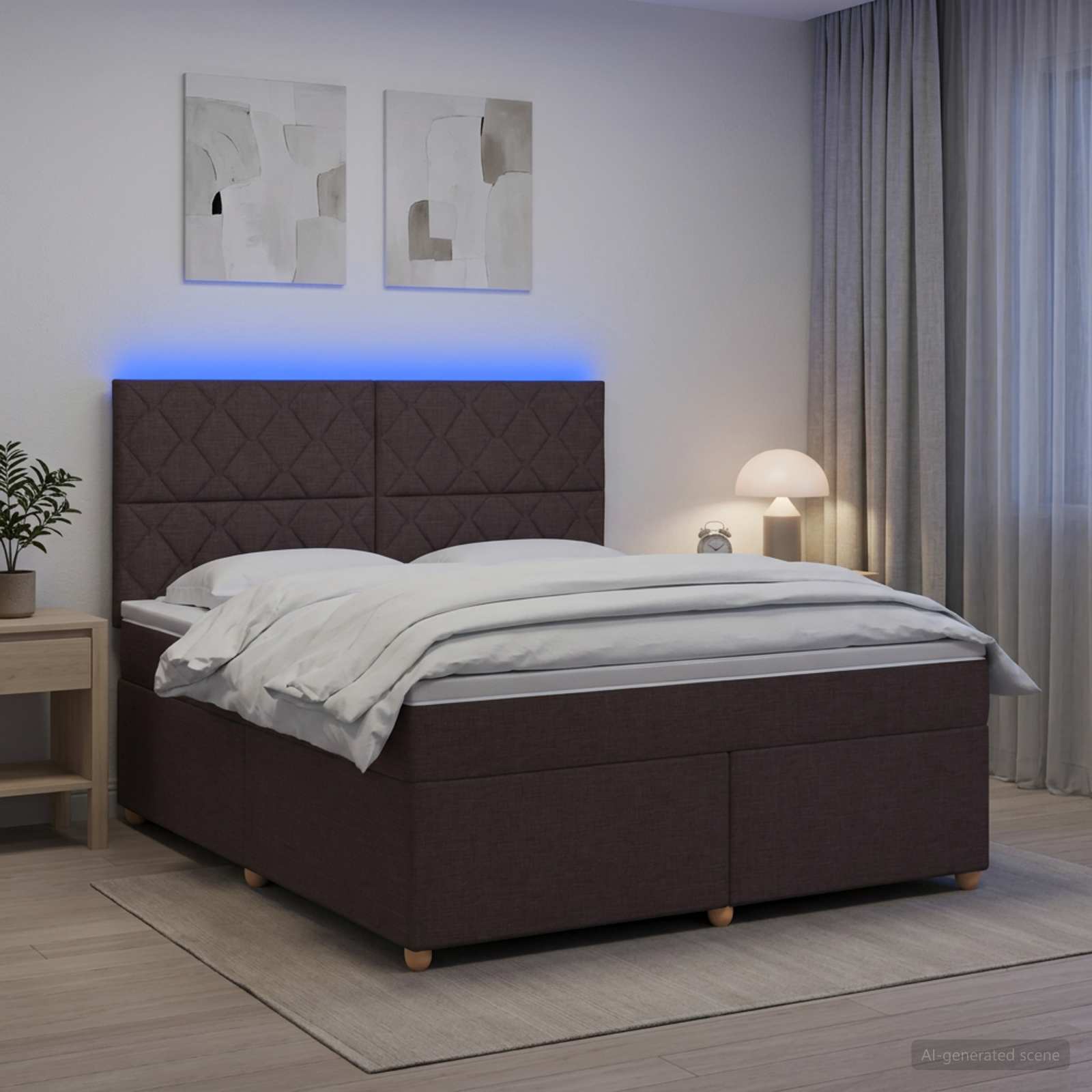Letto box spring con materasso Marrone Scuro 140 x 200 cm | homemem39