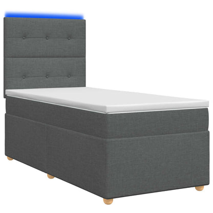 Letto Box Spring LED con Materasso Grigio Scuro 90 x 190 cm | homemem39