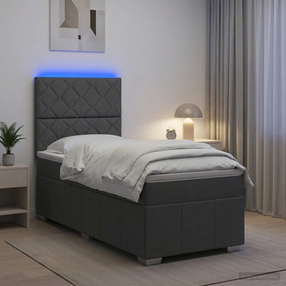 Letto Box Spring LED con Materasso Grigio Scuro 80 x 200 cm | homemem39