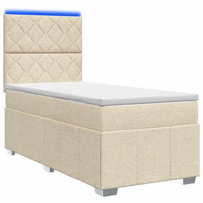 Letto Box Spring LED con Materasso Crema 80 x 200 cm Tessuto | homemem39