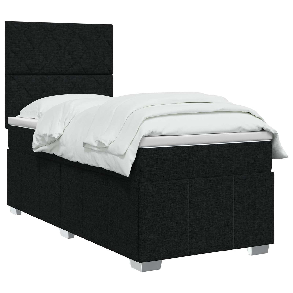 Letto Box Spring LED con Materasso Nero 90 x 200 cm Tessuto | homemem39