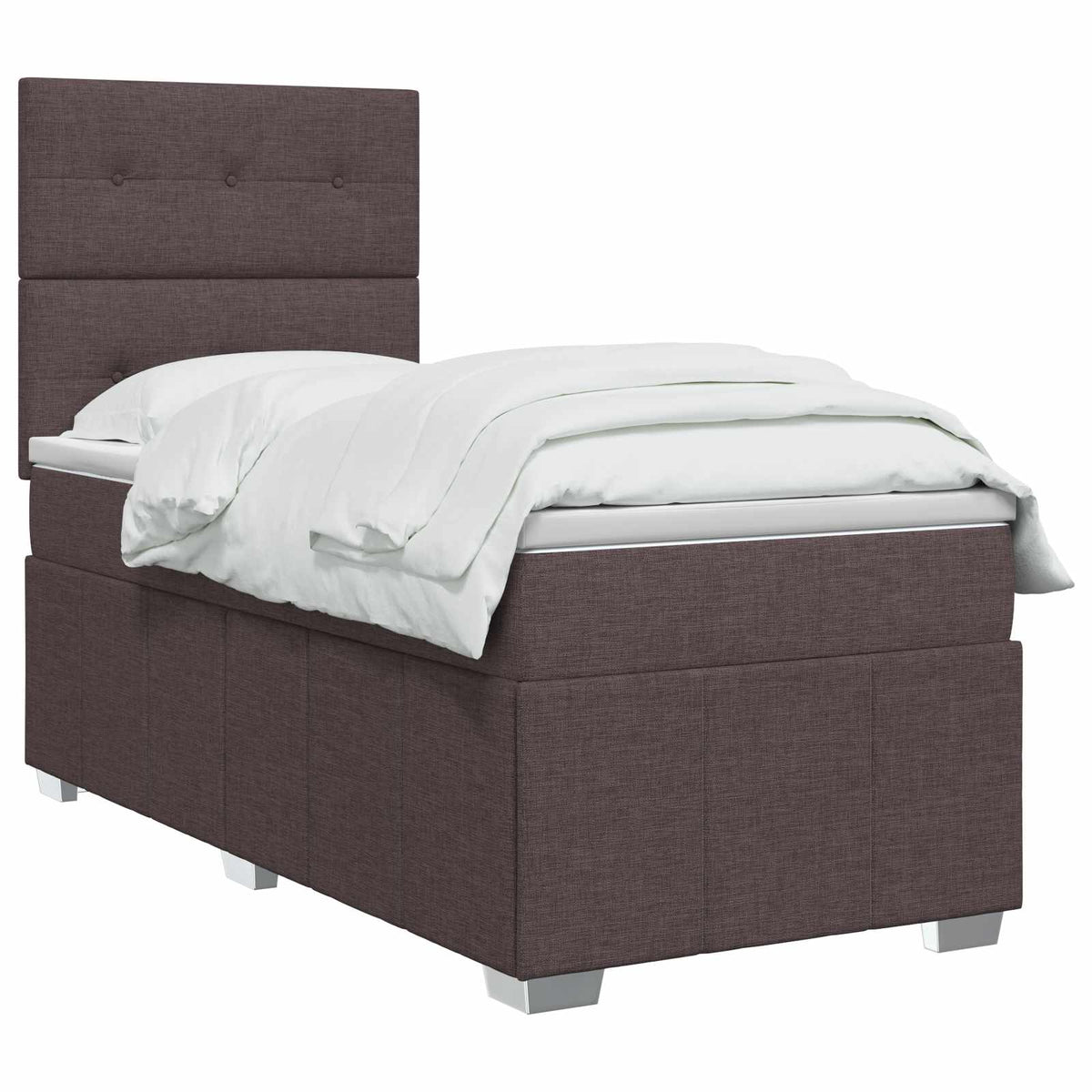 Letto Box Spring LED con Materasso Marrone Scuro 100 x 200 cm | homemem39