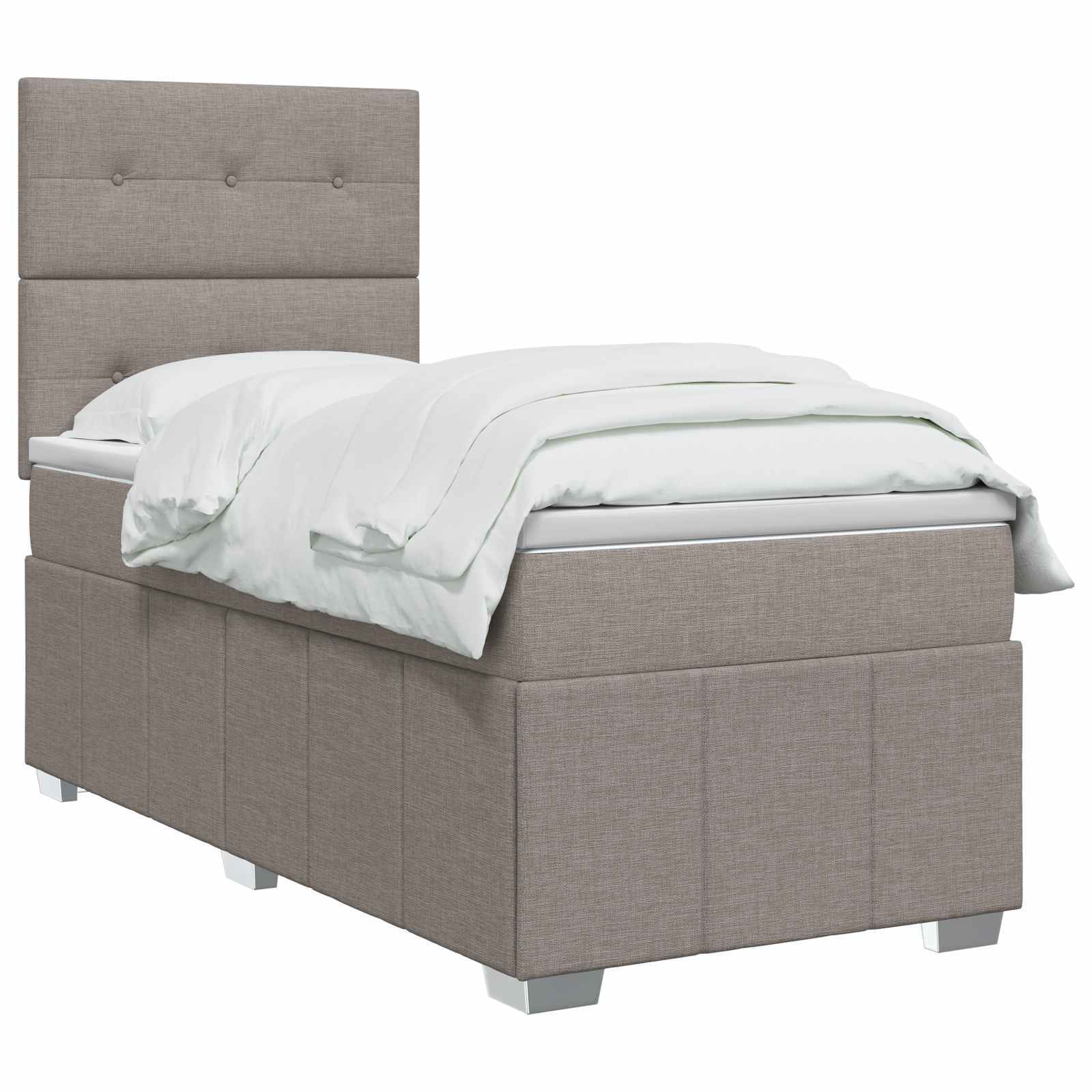 Letto Box Spring LED con Materasso Tortora 100 x 200 cm Tessuto | homemem39