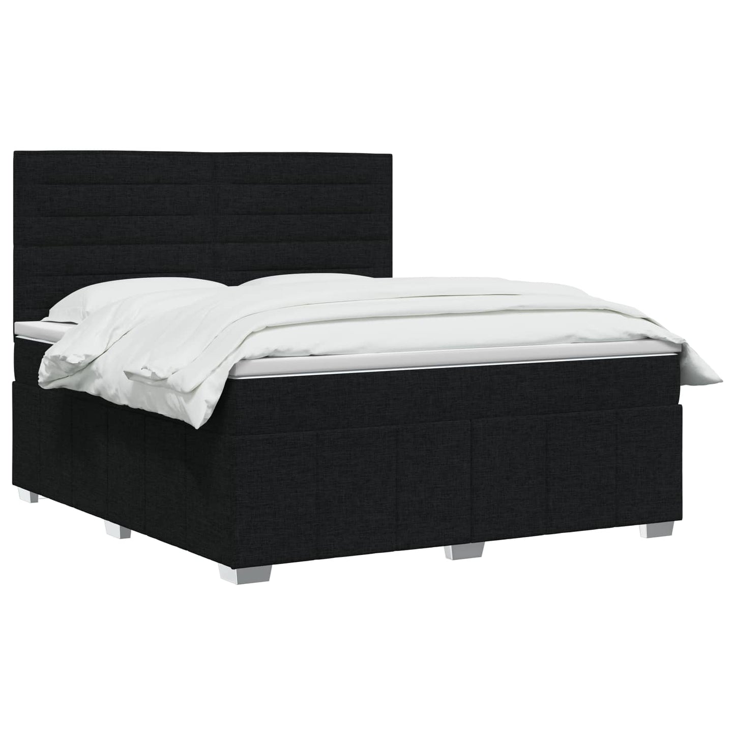 Letto Box Spring LED con Materasso Nero 140 x 190 cm Tessuto
