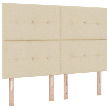 Letto Box Spring LED con Materasso Crema 140 x 190 cm Tessuto