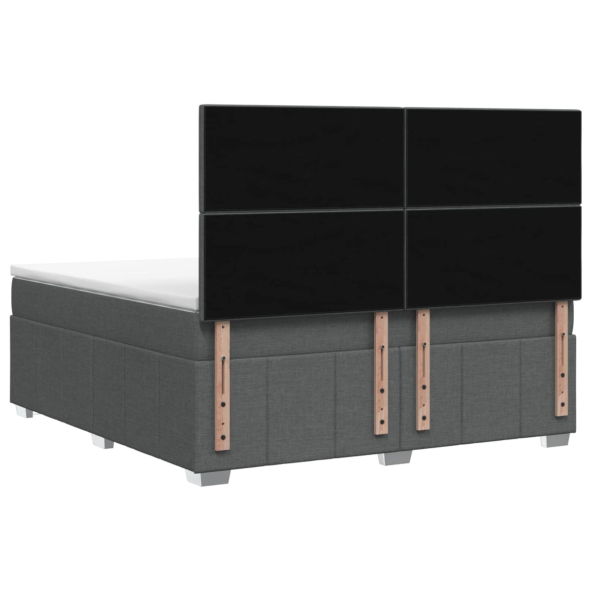 Letto Box Spring LED con Materasso Grigio Scuro 140 x 190 cm