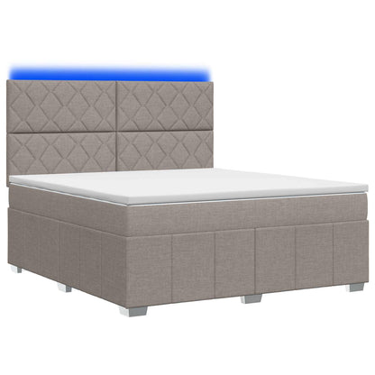 Letto Box Spring LED con Materasso Tortora 140 x 190 cm Tessuto | homemem39