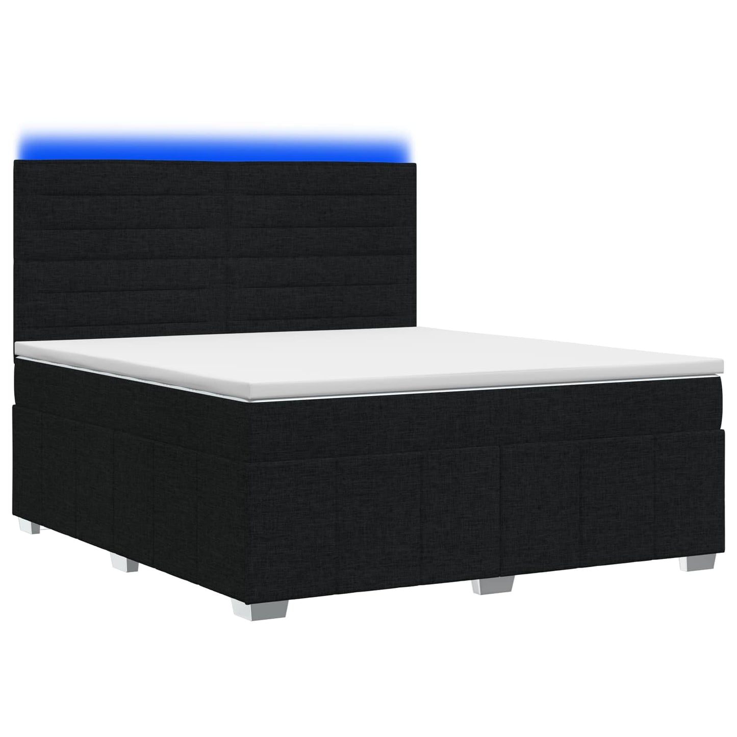 Letto Box Spring LED con Materasso Nero 140 x 200 cm Tessuto