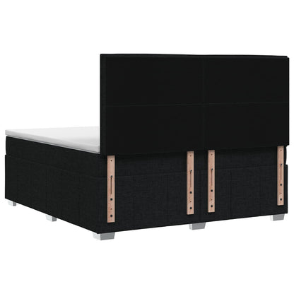 Letto Box Spring LED con Materasso Nero 140 x 200 cm Tessuto