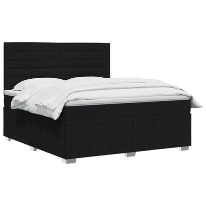 Letto Box Spring LED con Materasso Nero 140 x 200 cm Tessuto