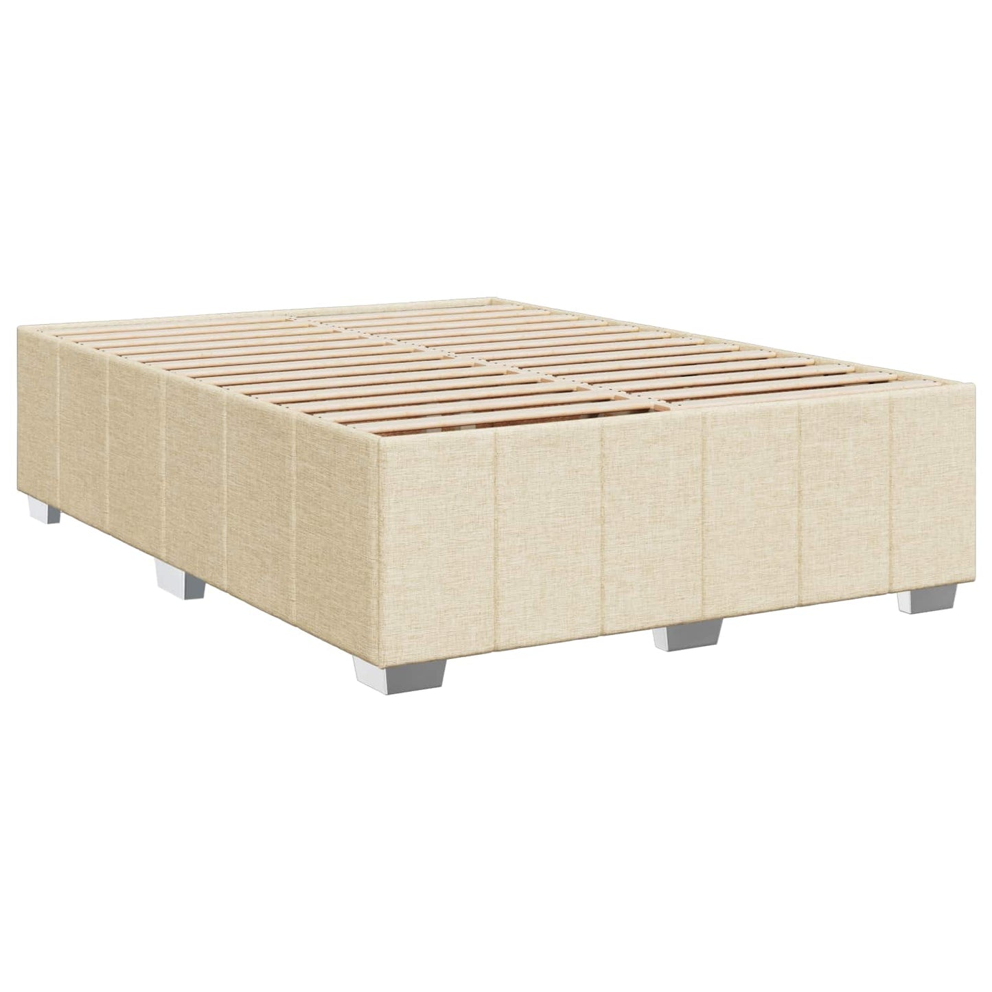Letto Box Spring LED con Materasso Crema 140 x 200 cm Tessuto