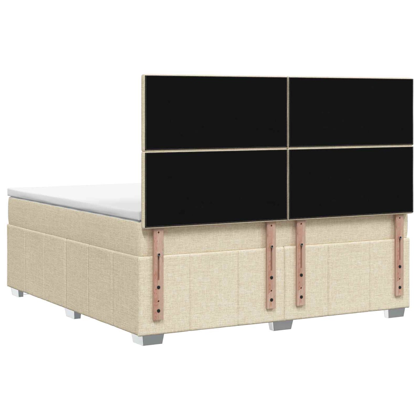Letto Box Spring LED con Materasso Crema 140 x 200 cm Tessuto