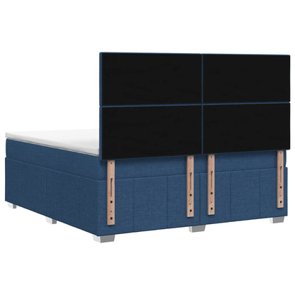 Letto Box Spring LED con Materasso Blu 140 x 200 cm Tessuto