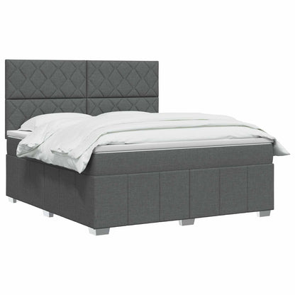 Letto Box Spring LED con Materasso Grigio Scuro 140 x 200 cm