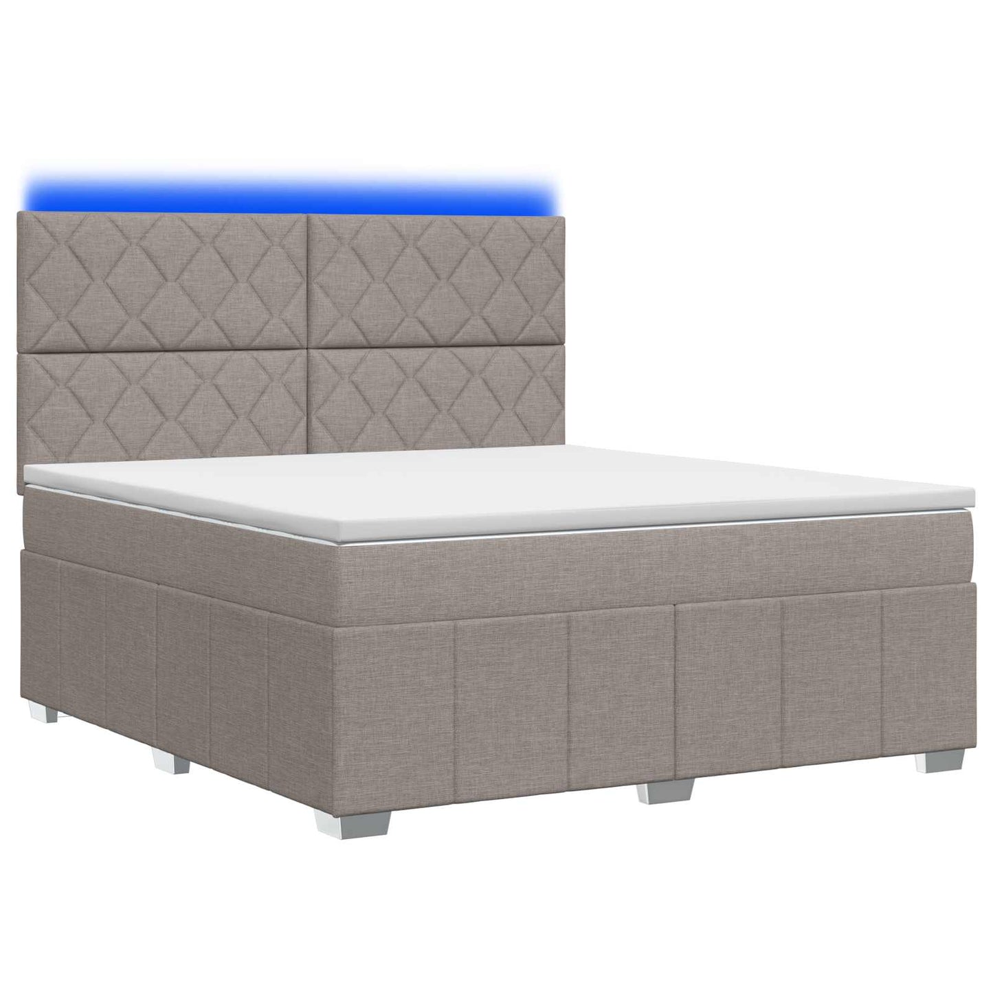 Letto Box Spring LED con Materasso Tortora 140 x 200 cm Tessuto | homemem39