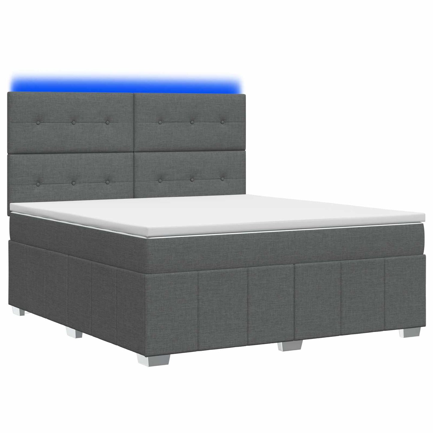 Letto Box Spring LED con Materasso Grigio Scuro 180 x 200 cm | homemem39