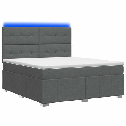 Letto Box Spring LED con Materasso Grigio Scuro 180 x 200 cm | homemem39