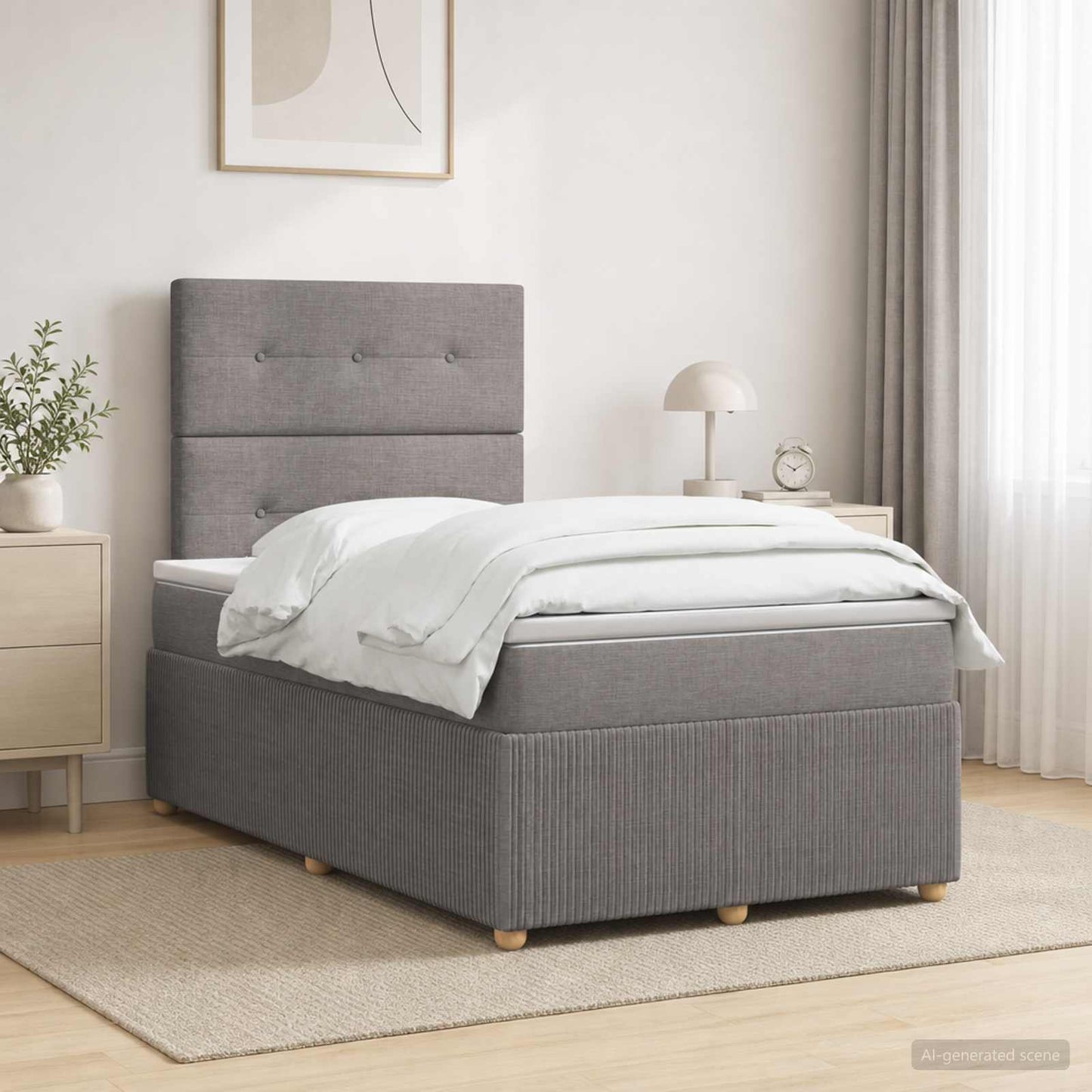 Letto Box Spring LED con Materasso Tortora 120 x 200 cm Tessuto | homemem39