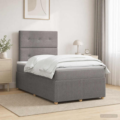 Letto Box Spring LED con Materasso Tortora 120 x 200 cm Tessuto | homemem39
