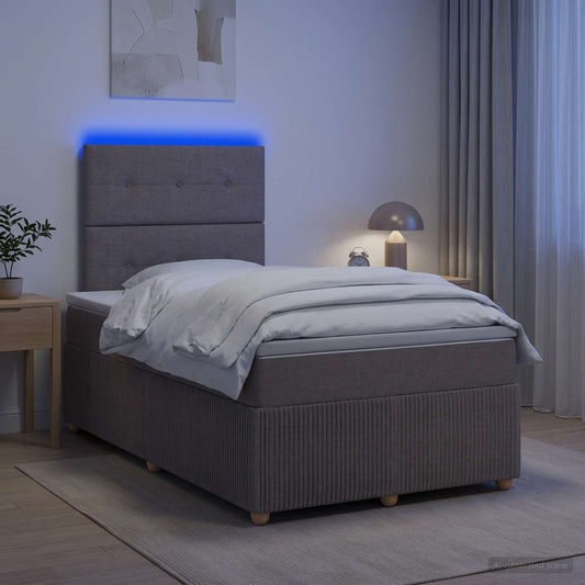Letto Box Spring LED con Materasso Tortora 120 x 200 cm Tessuto | homemem39