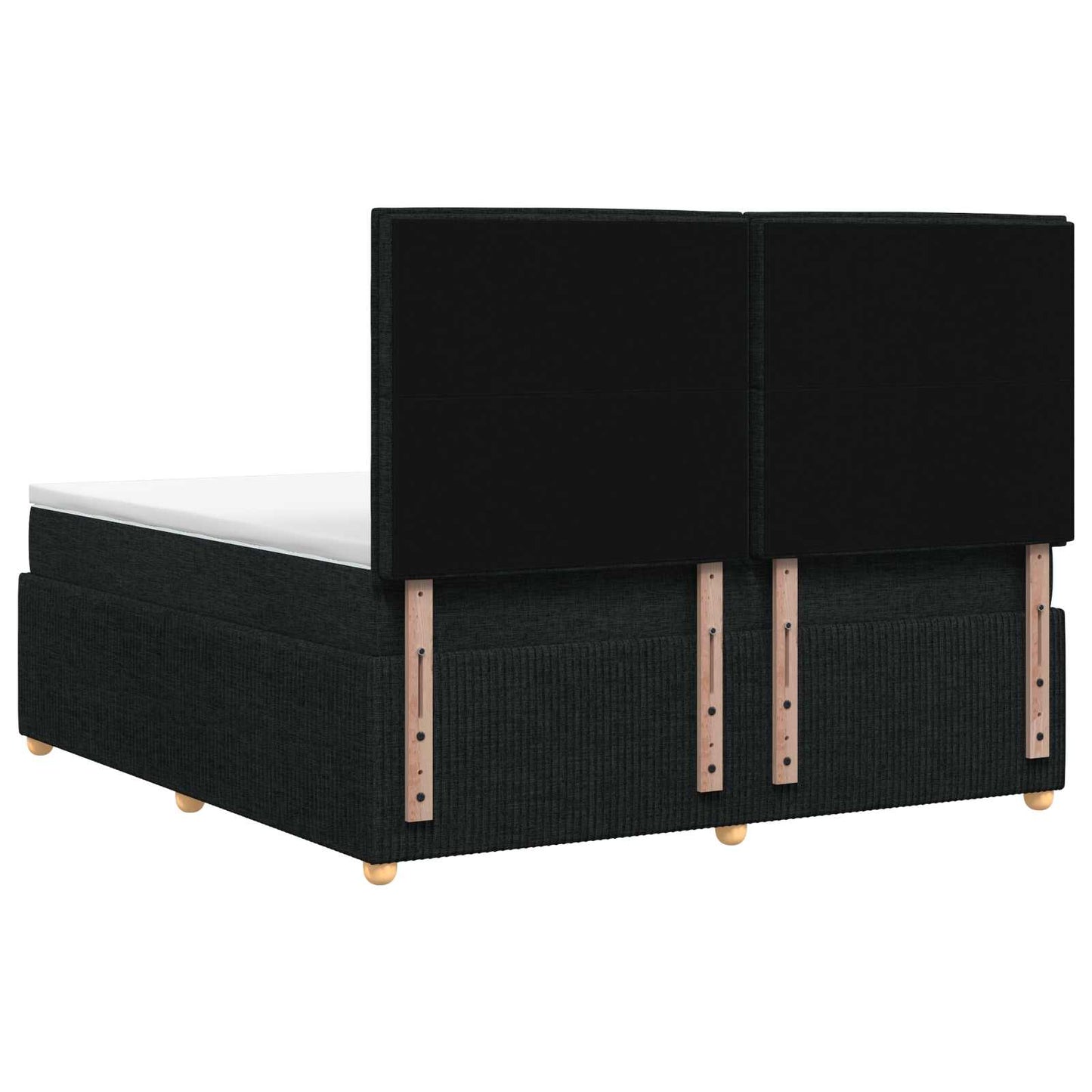 Letto Box Spring LED con Materasso Nero 140 x 190 cm Tessuto