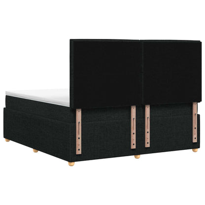 Letto Box Spring LED con Materasso Nero 140 x 190 cm Tessuto
