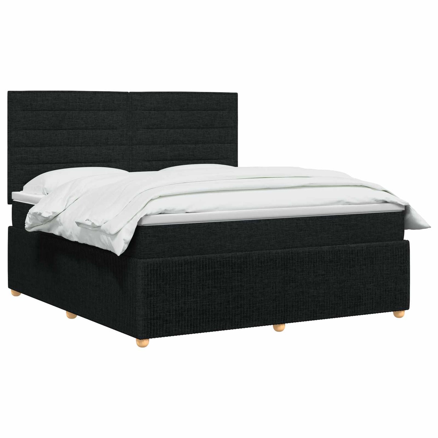 Letto Box Spring LED con Materasso Nero 140 x 190 cm Tessuto
