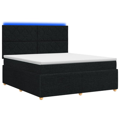 Letto Box Spring LED con Materasso Nero 140 x 190 cm Tessuto