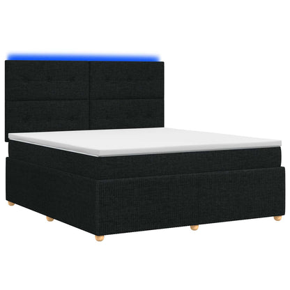 Letto Box Spring LED con Materasso Nero 160 x 200 cm Tessuto