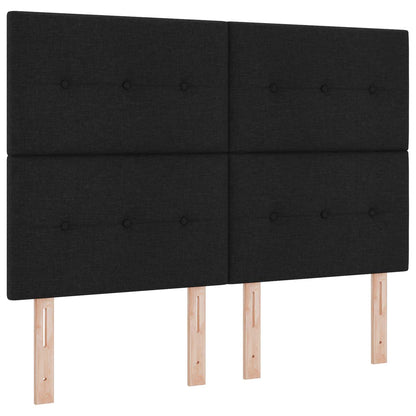Letto Box Spring LED con Materasso Nero 160 x 200 cm Tessuto