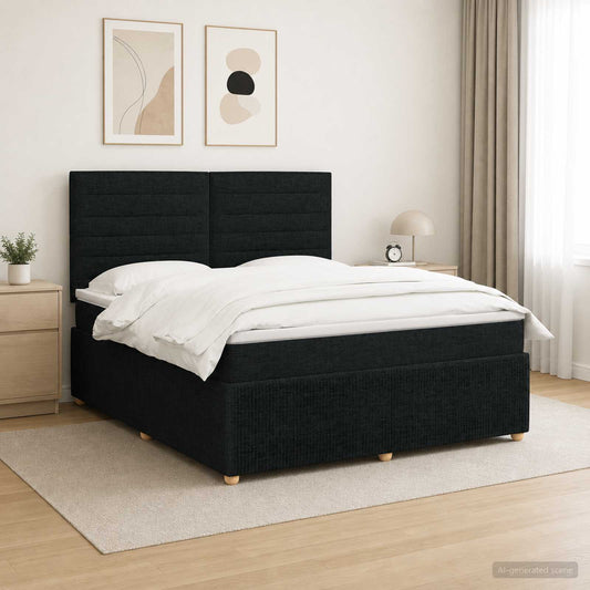 Letto Box Spring LED con Materasso Nero 140 x 190 cm Tessuto - homemem39