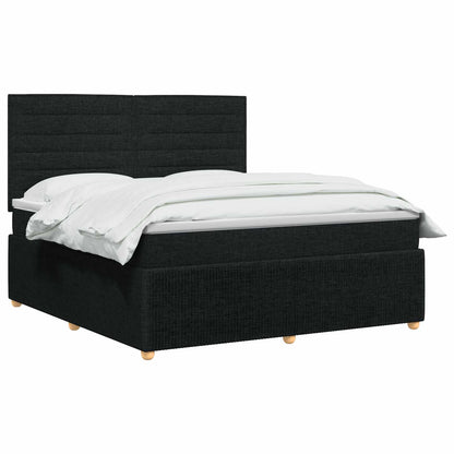 Letto Box Spring LED con Materasso Nero 180 x 200 cm Tessuto