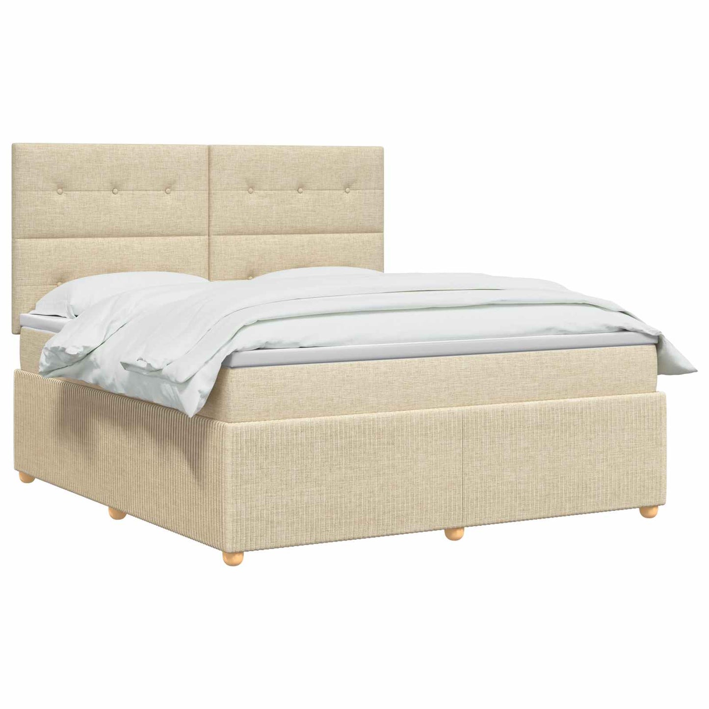 Letto Box Spring LED con Materasso Crema 180 x 200 cm Tessuto