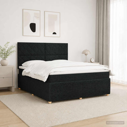 Letto Box Spring LED con Materasso Nero 180 x 200 cm Tessuto | homemem39
