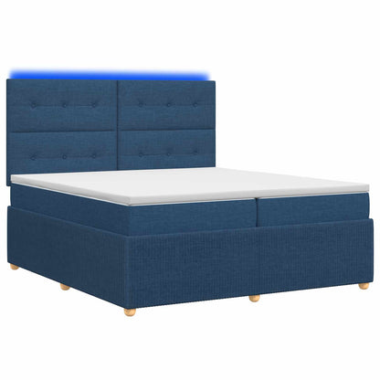 Letto Box Spring LED con Materasso Blu 200 x 200 cm Tessuto | homemem39