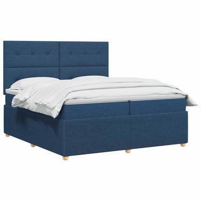 Letto Box Spring LED con Materasso Blu 200 x 200 cm Tessuto | homemem39