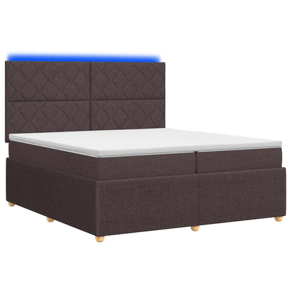 Letto Box Spring LED con Materasso Marrone Scuro 200 x 200 cm