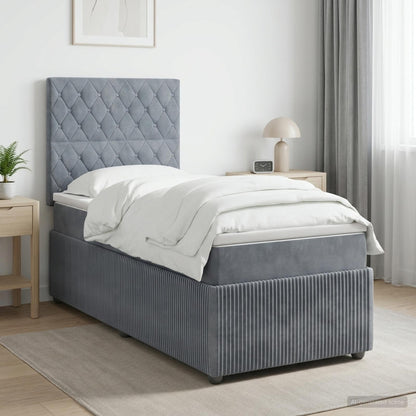 Letto Box Spring LED con Materasso Grigio Scuro 80 x 200 cm