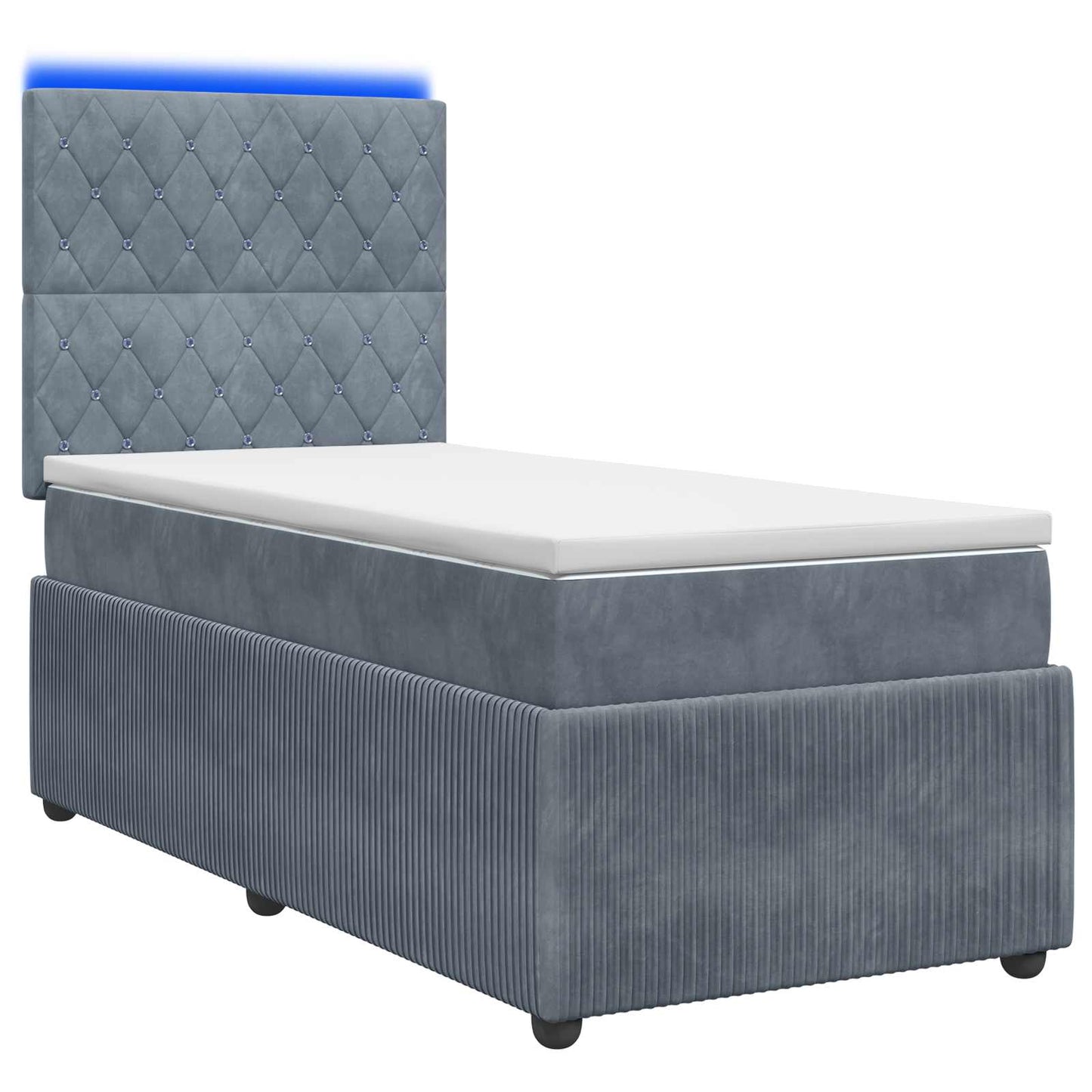 Letto Box Spring LED con Materasso Grigio Scuro 80 x 200 cm