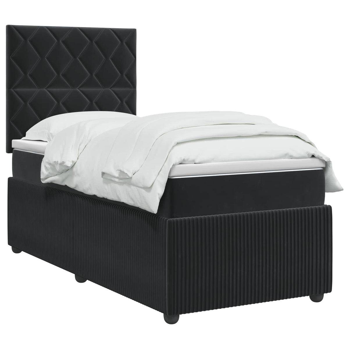 Letto Box Spring LED con Materasso Nero 90 x 190 cm Velluto | homemem39
