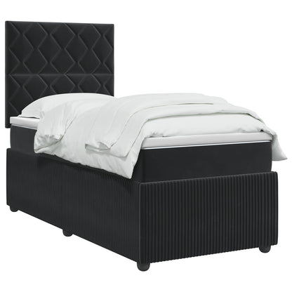 Letto Box Spring LED con Materasso Nero 90 x 190 cm Velluto | homemem39