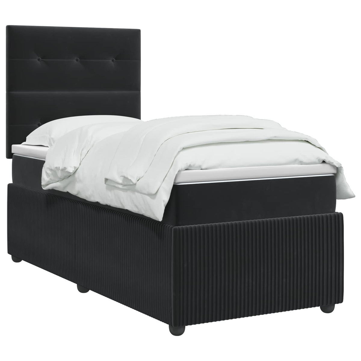 Letto Box Spring LED con Materasso Nero 90 x 200 cm Velluto | homemem39
