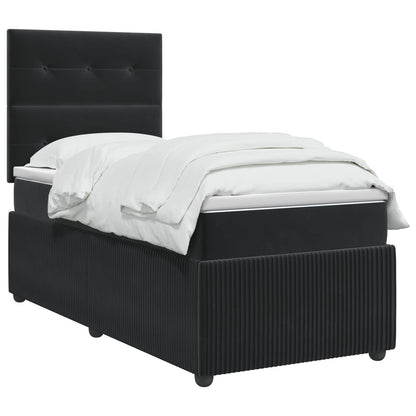 Letto Box Spring LED con Materasso Nero 90 x 200 cm Velluto | homemem39