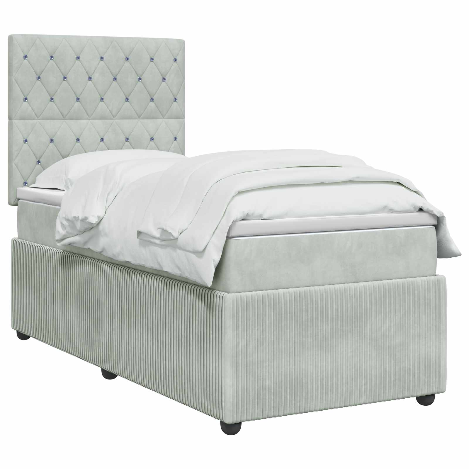 Letto Box Spring LED con Materasso Grigio Chiaro 100 x 200 cm | homemem39