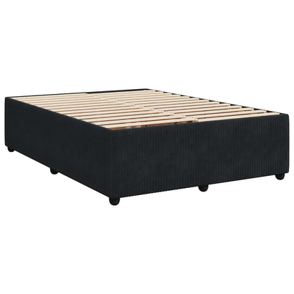 Letto Box Spring LED con Materasso Nero 140 x 190 cm Velluto | homemem39