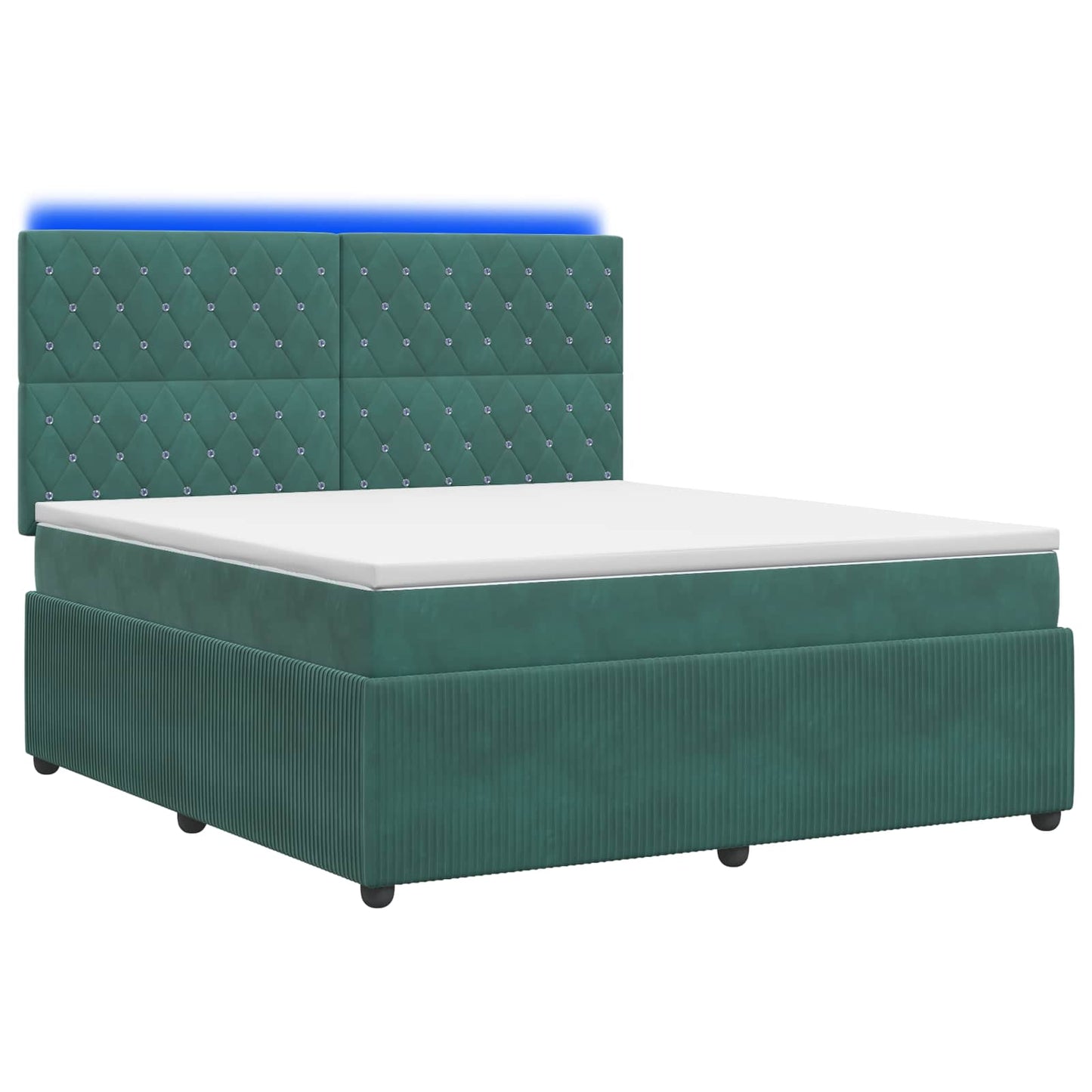 Letto Box Spring LED con Materasso Verde Scuro 140 x 190 cm