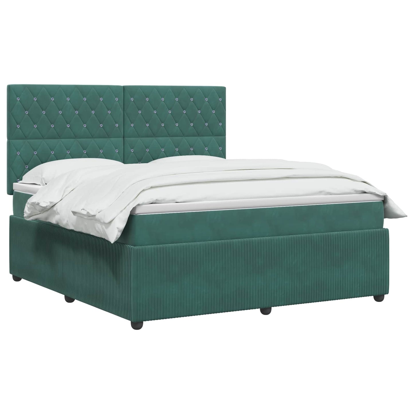 Letto Box Spring LED con Materasso Verde Scuro 140 x 190 cm