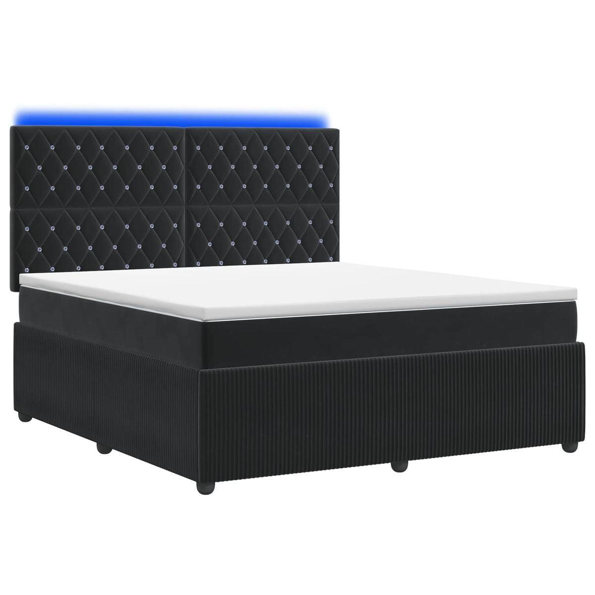 Letto Box Spring LED con Materasso Nero 140 x 200 cm Velluto | homemem39