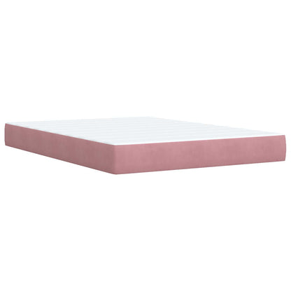 Letto Box Spring LED con Materasso Rosa 140 x 200 cm Velluto | homemem39