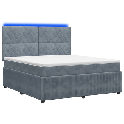 Letto Box Spring LED con Materasso Grigio Scuro 160 x 200 cm
